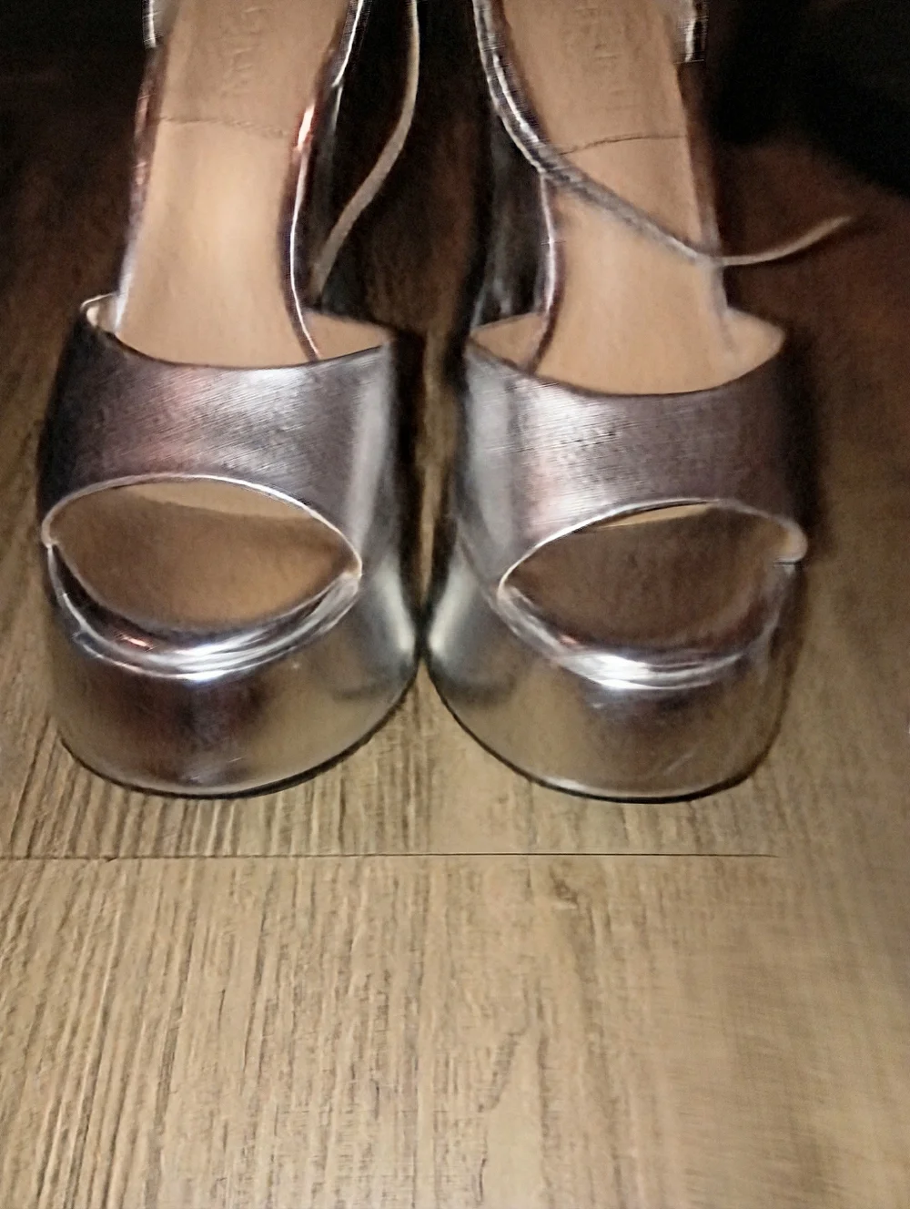 Charles & Keith Metallic Silver Platform Sandals Size 35